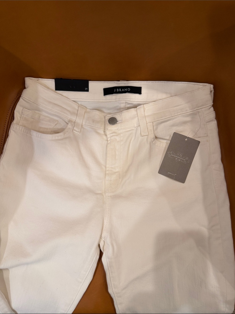 NWT J Brand Off-White skinny leg distressed mid rise  Jeans 29